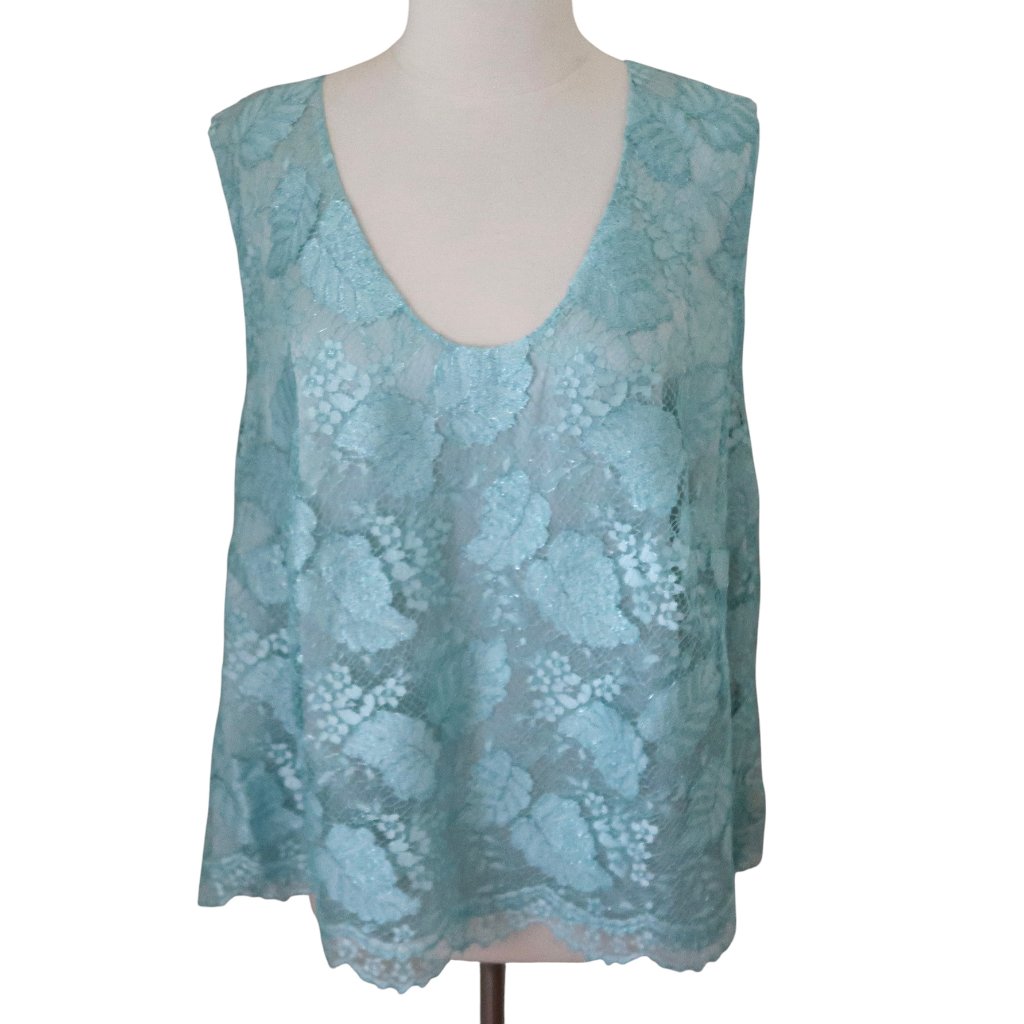 Sunny Choi 24k Blue Lace Tank Top Nwt $465 Sz 18